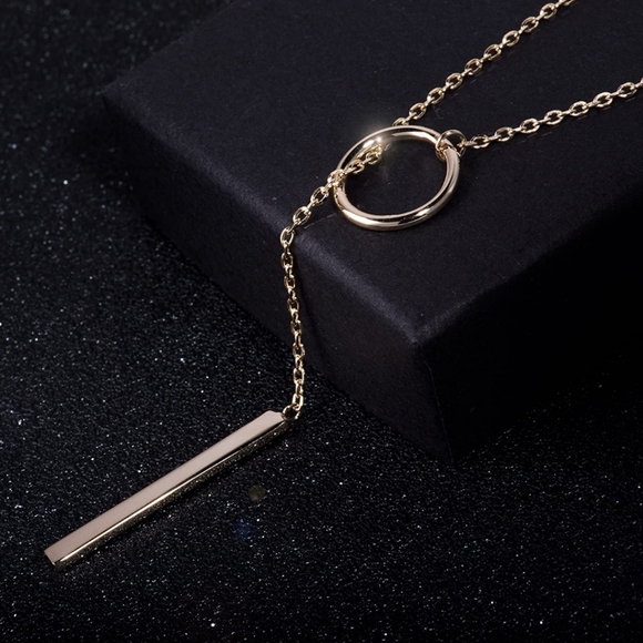 Goldtone Circle Bar Necklace - Picture 3 of 4